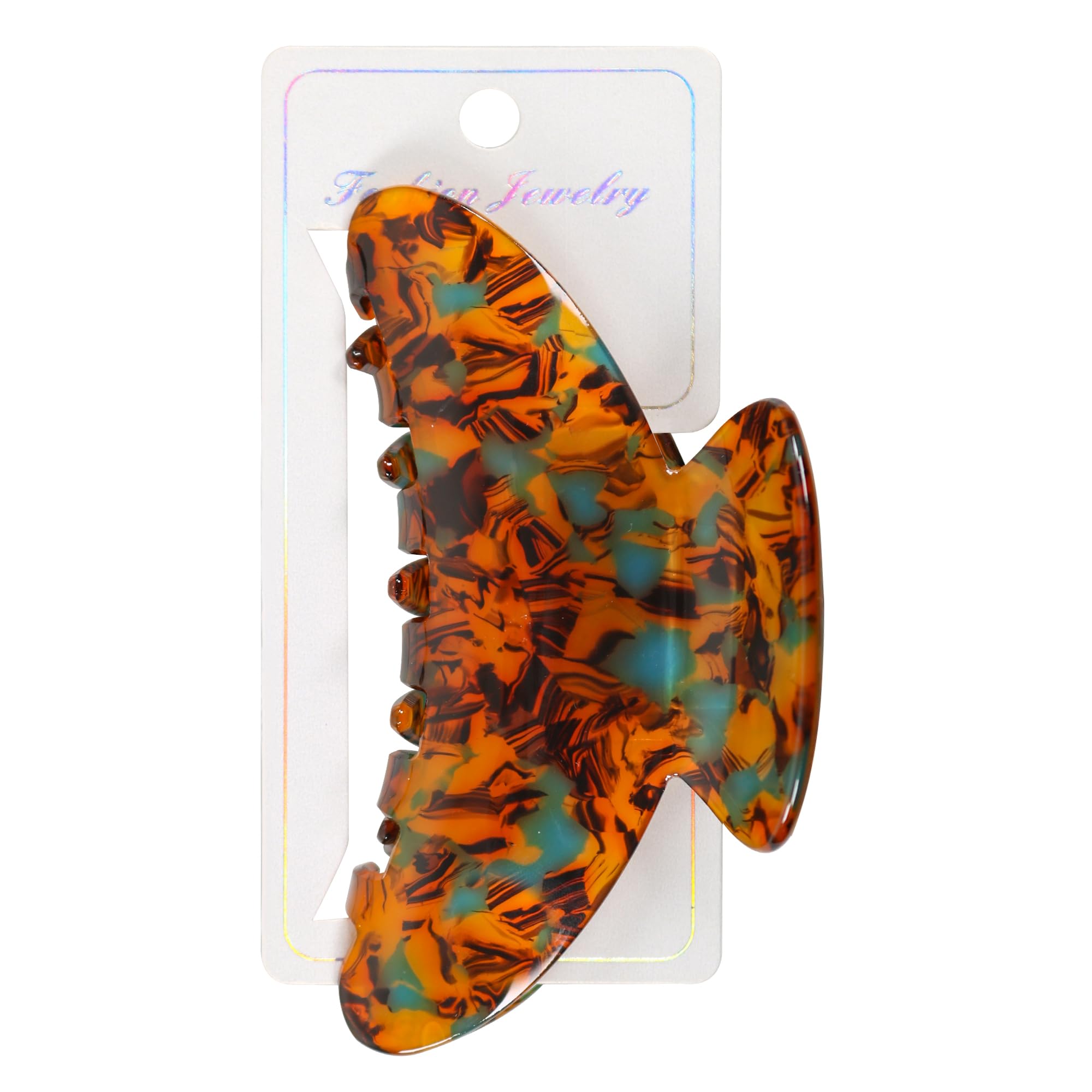 Photo 1 of OWIIZI Durable Acetate Tortoise Hair Clips for Women 4.13" Cute Hair Claw Clips Ponytail Barrette Strong Hold Acrylic Butterfly Jaw Hair Accessories for Girls Long Thick Hair(Brown)