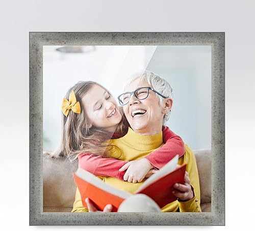 Miniatura 2 de Marco de fotos de madera real plateada de 29 x 29 pulgadas de ancho de 1 pulgada Profundidad del marco interior de 0.25 pulgadas Marco de fotos