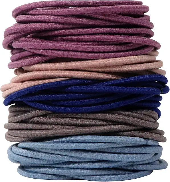 100 Élastiques à Cheveux Doux Sans Métal - 4,5 cm - 5 Couleurs - Pour Femmes et Filles