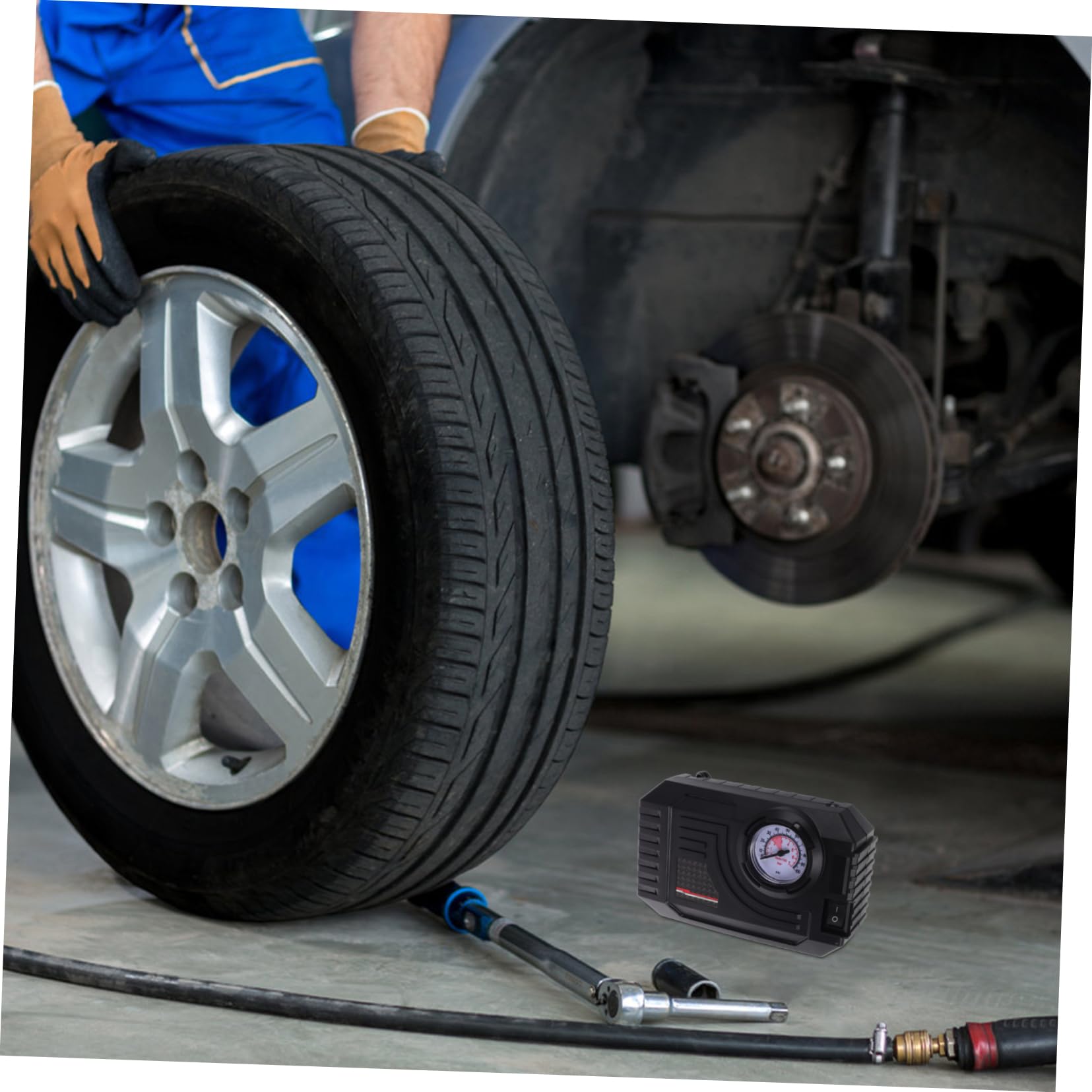 Compresor de Aire Portátil Eléctrico para Coche, Inflador de Neumáticos Material Abs y Metal, Resistente al Envejecimiento, Adecuado para Uso en Vehículos