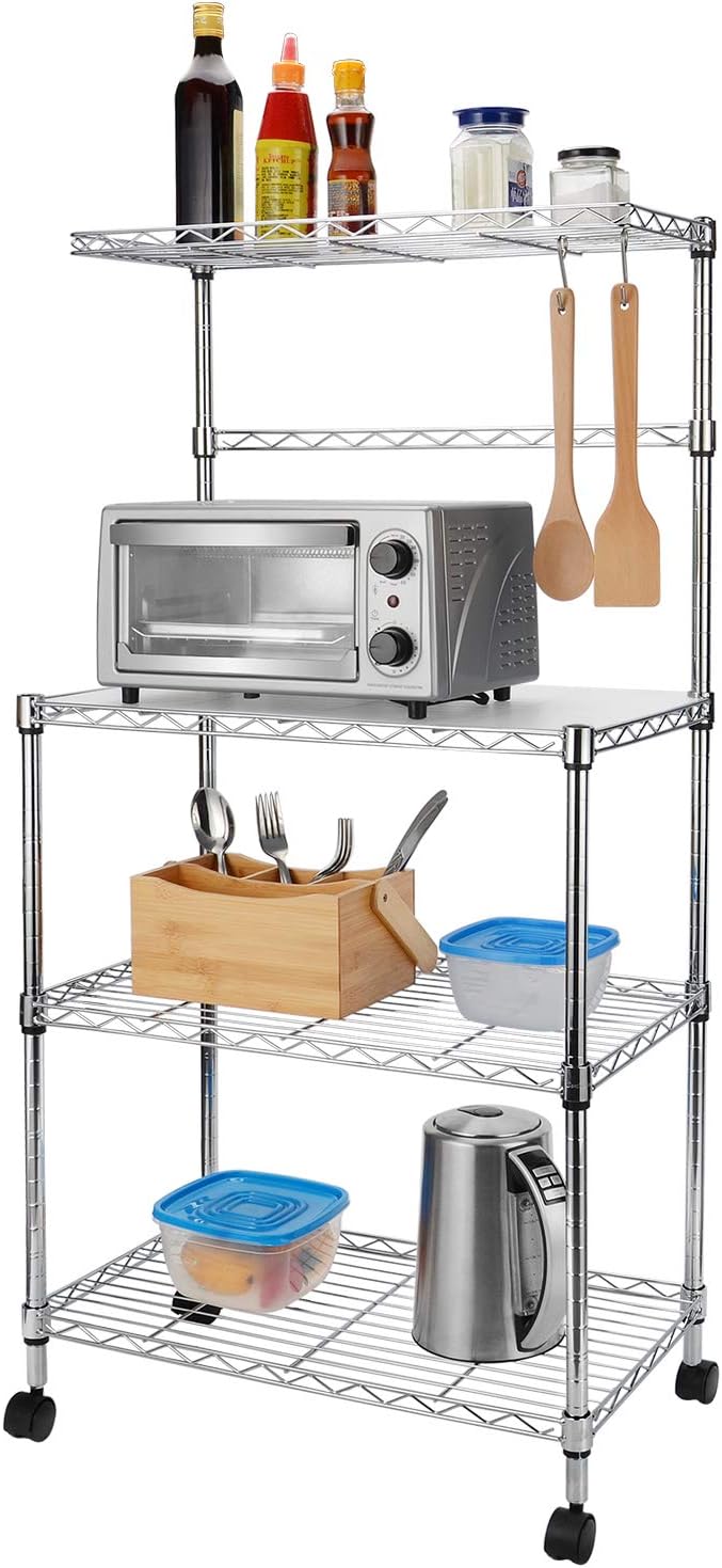 SortWise 4Tier Wire Shelf Rack, Adjustable Chrome Steel Wire Shelving