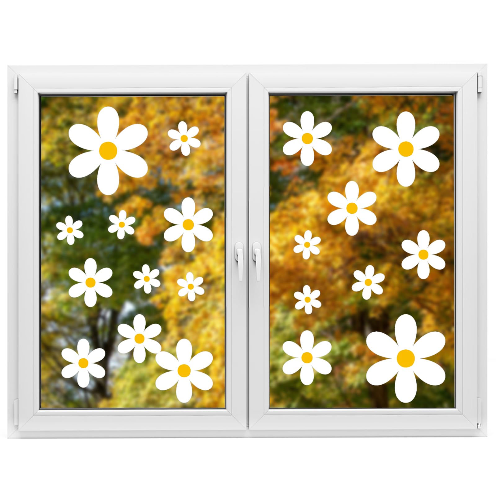 72pcs Daisy Window Clings, Summer Spring Window Stickers Cute Boho Daisy Flower Window Decals Double Sided Static Floral Decoration for Home Office School Party Windows Decor