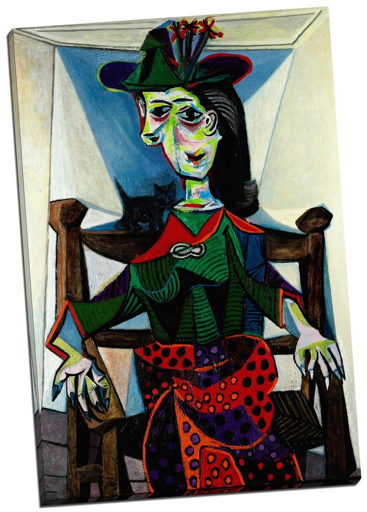 Panther Print Multi-Color Pablo Picasso Dora Maar Au Chat Canvas Print Picture Wall Art Large 30X20 Inches
