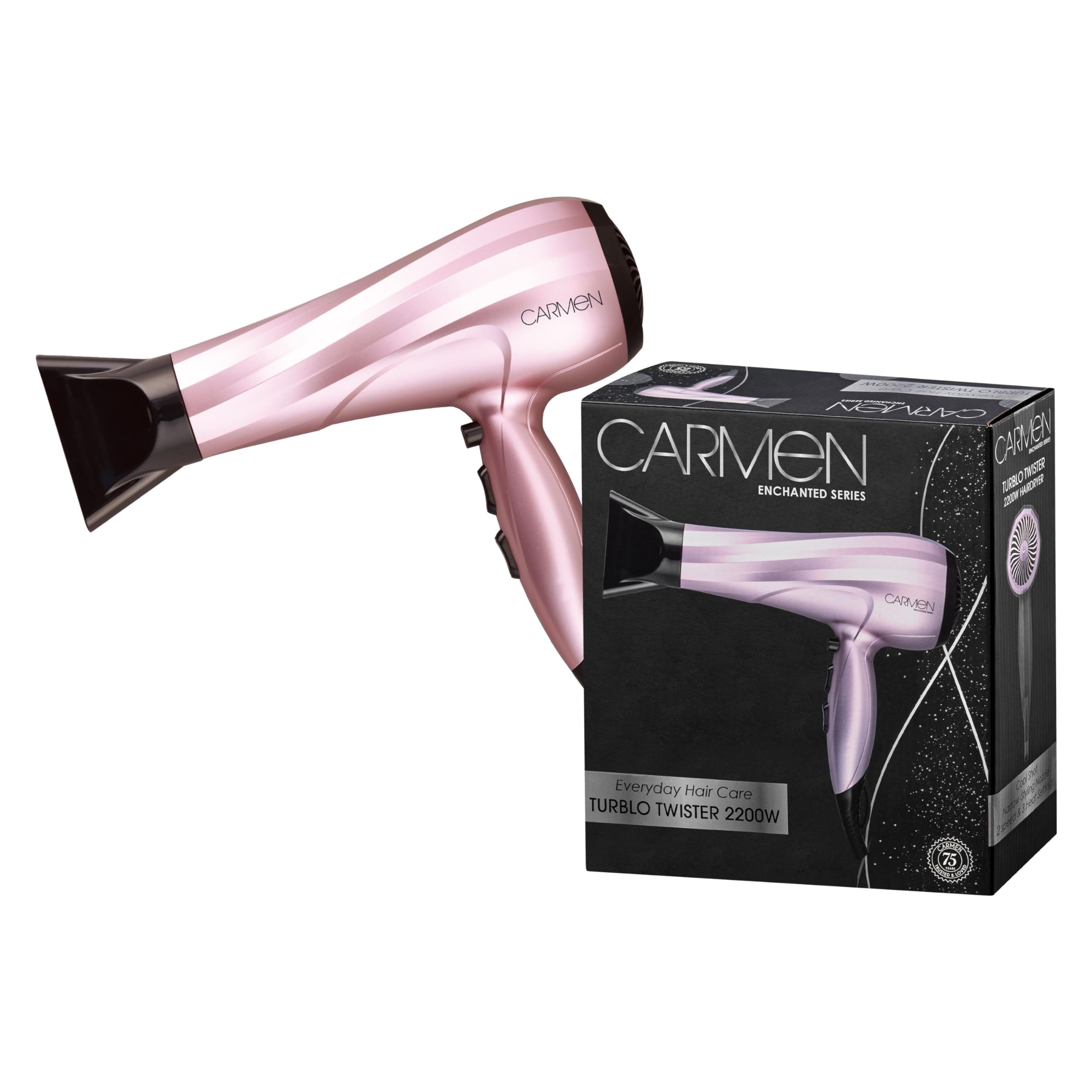 Carmen SEL-5162 Turblo Twister Hair Dryer, 2200 watts, Pink