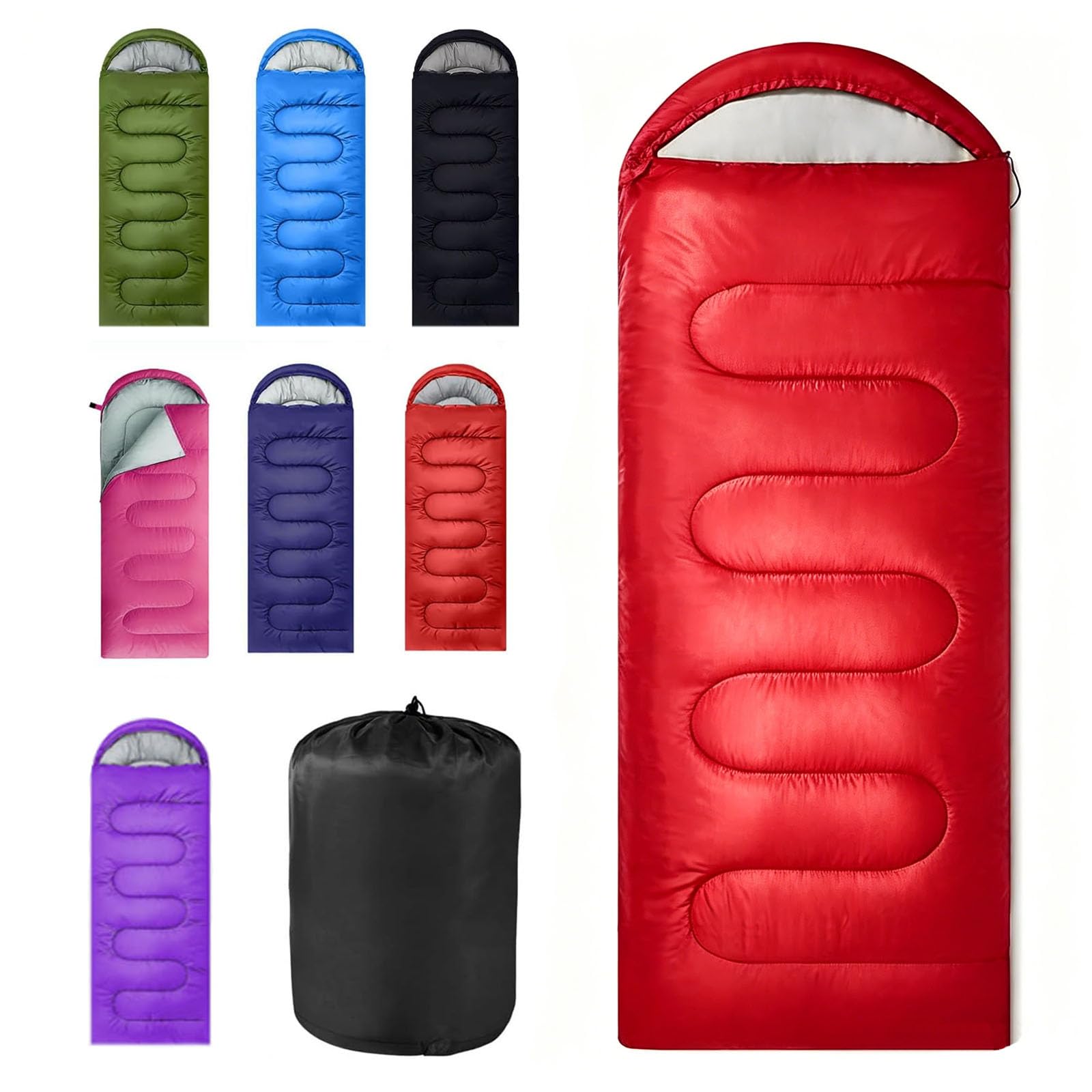Sleeping Bag for Camping, for 3 Seasons, Comfortable Adult Blanket, Small Packed Size, Ultralight Carry Bag, Soft, Thick and Warm, for Outdoor Camping, Travel, Hiking (Red1)