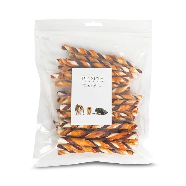 Petstyle Living Palitos para Masticar con Pollo y Carne - Snacks para Perros - 12,5 cm - Pack 30 Unidades