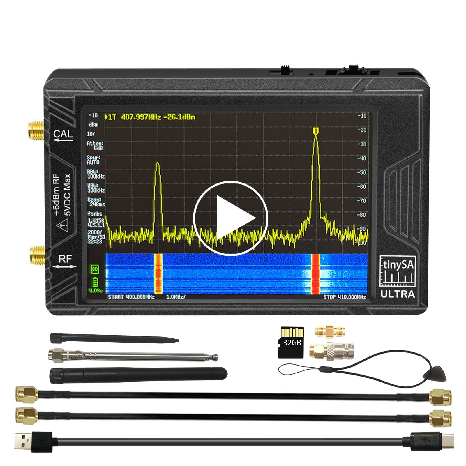 2025 TinySA Ultra Spectrum Analyzer 100kHz~5.3GHz 4.0 Inch Handheld Tiny Portable Frequency Analyzer Bulit-in Battery