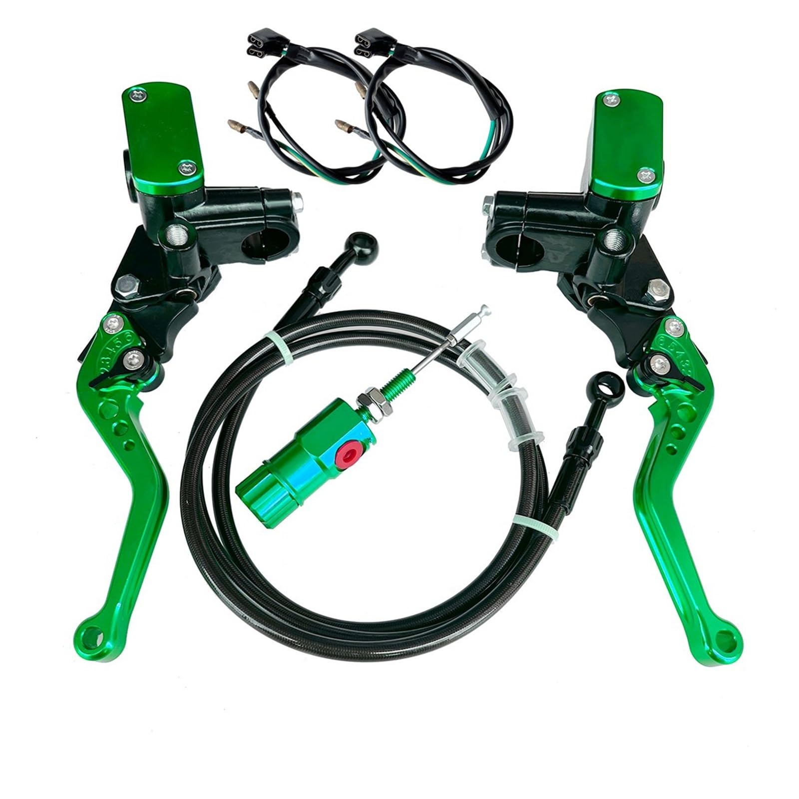 IUKMR Motorcycle Clutch Brake Lever 14mm Piston Motorcycle Hydraulic Clutch Kit Brake Master Cylinder 1200mm Hose(Green 1 Set)