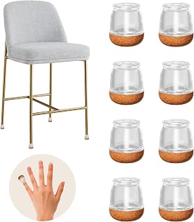 20 Pcs Clear Extra Small Skinny Chair Leg Floor Protectors for Hardwood Floors, Upgraded Rubber Chair Leg Caps with Felt, Round Furniture Leg Feet Covers, No Scratches Reduce Noise (Fit 0.4"-0.5")