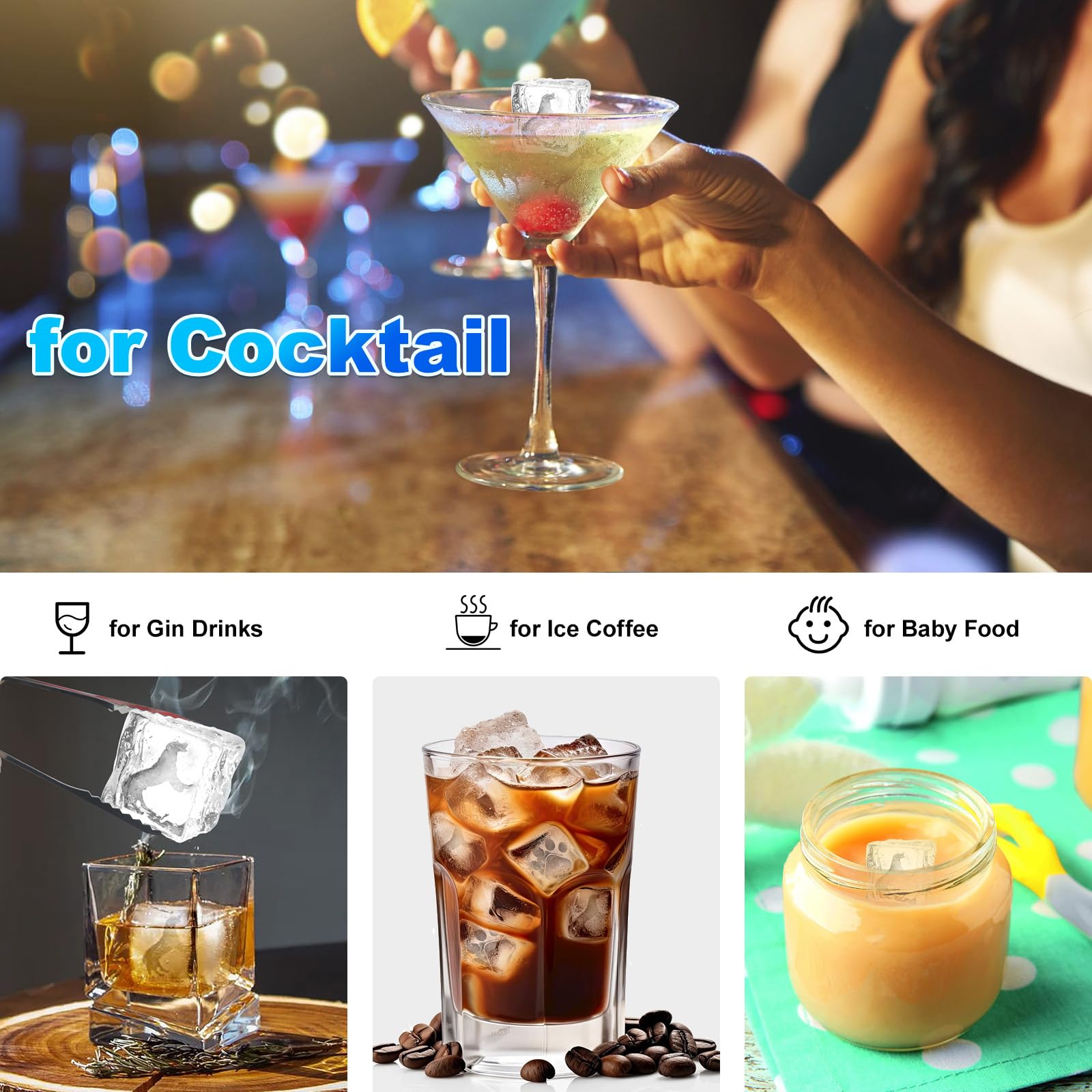 Große Silikon-Eiswürfelform mit Deckel, Hundepfoten-Design, 6 Fächer, BPA-frei, stapelbar, perfekt für Zuhause, Bar und Party, 3 Stück