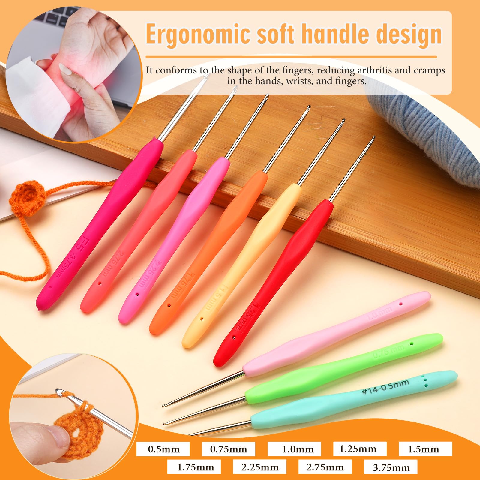 SHWAKK Crochet Hooks - 0.5mm Lace Ergonomic -4