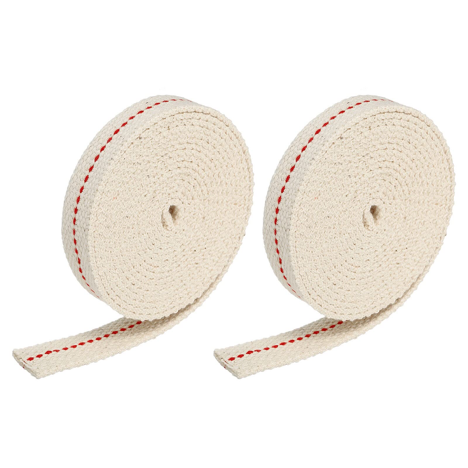 Tool parts Cotton Oil Lamp Wick 5/8 Inch Flat Wide 2 Meter/6.5Ft Long Red Stitch - 2 Roll