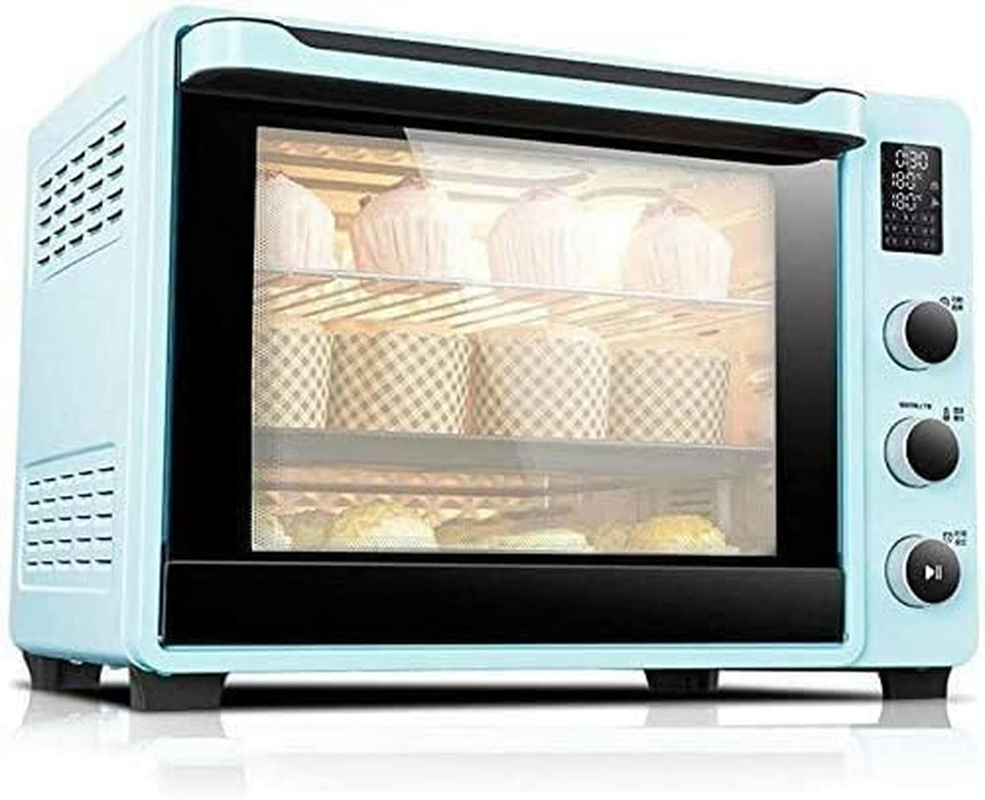 Forno Intelligente, Mini Forno Elettrico con Piastra di Riscaldamento per Cottura A Casa, Forno da 40 L, Mini Forno A Casa Automatico, Visualizzazione A LED, Forno Tostapane Convezione (Verde)