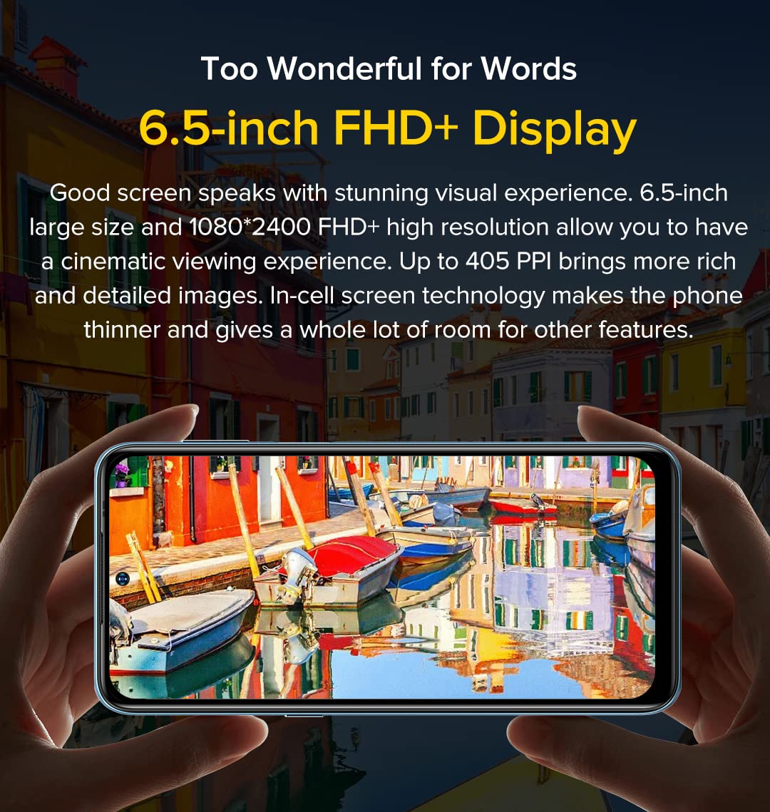 Ulefone Odblokowany telefon komórkowy Note 13P, kamera tylna 20 MP, aparat przedni 16 MP, G35 2,3 GHz 4GB+64GB, smartfon Dual SIM 4G, 6,5-calowy ekran FHD+, gniazdo na 3 karty, Android 11, NFC czarny