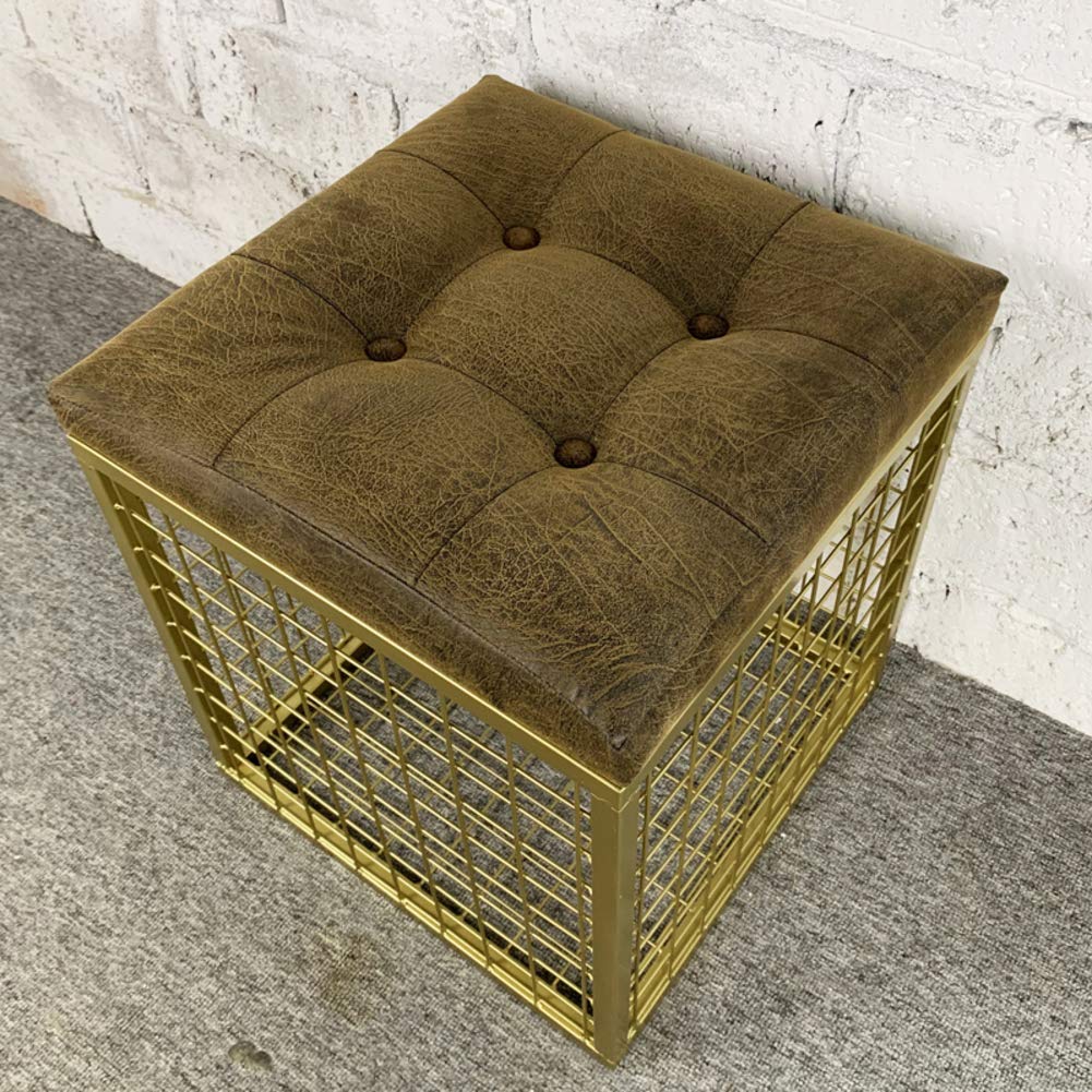 Plateau de rangement en bois massif pour pouf cube en cuir et banc de salon en fer forgé 35cm
