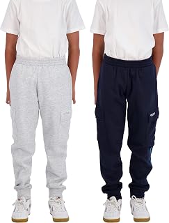 Boys 2-Pack Fleece Jogger Sweatpants with Cargo Pockets for Kids Athletic & Casual Wear