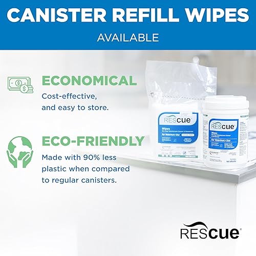 Miniatura 5 de REScue Limpiador desinfectante de un solo paso y toallitas desodorantes para uso veterinario - Limpiador para perreras, cajas de arena, oficinas