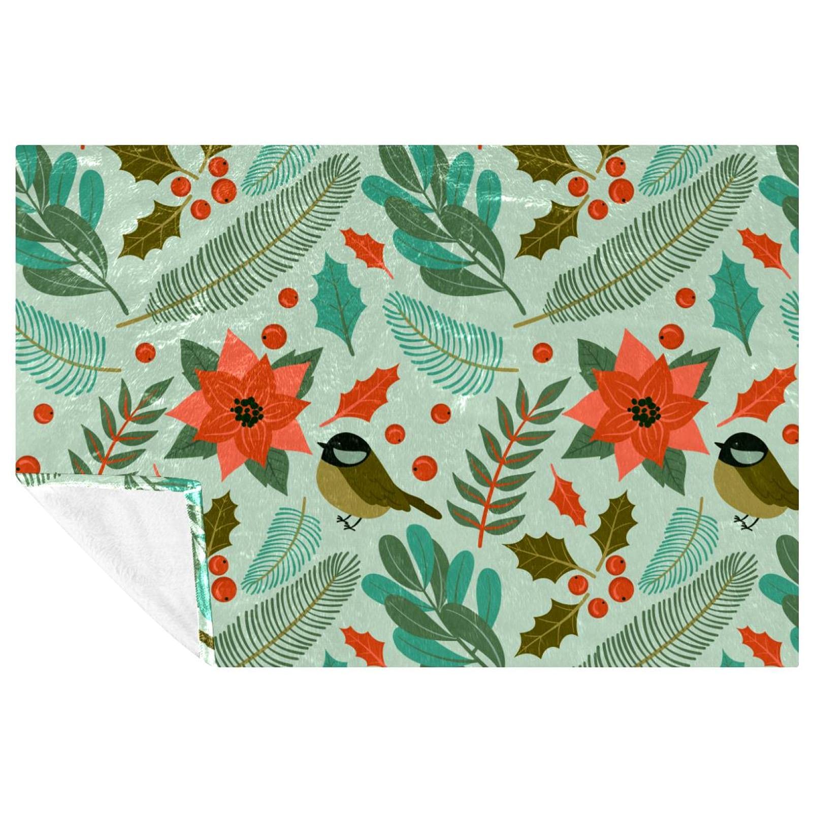 Couverture douce oiseaux et baies pour lit et canapé 150x100 cm