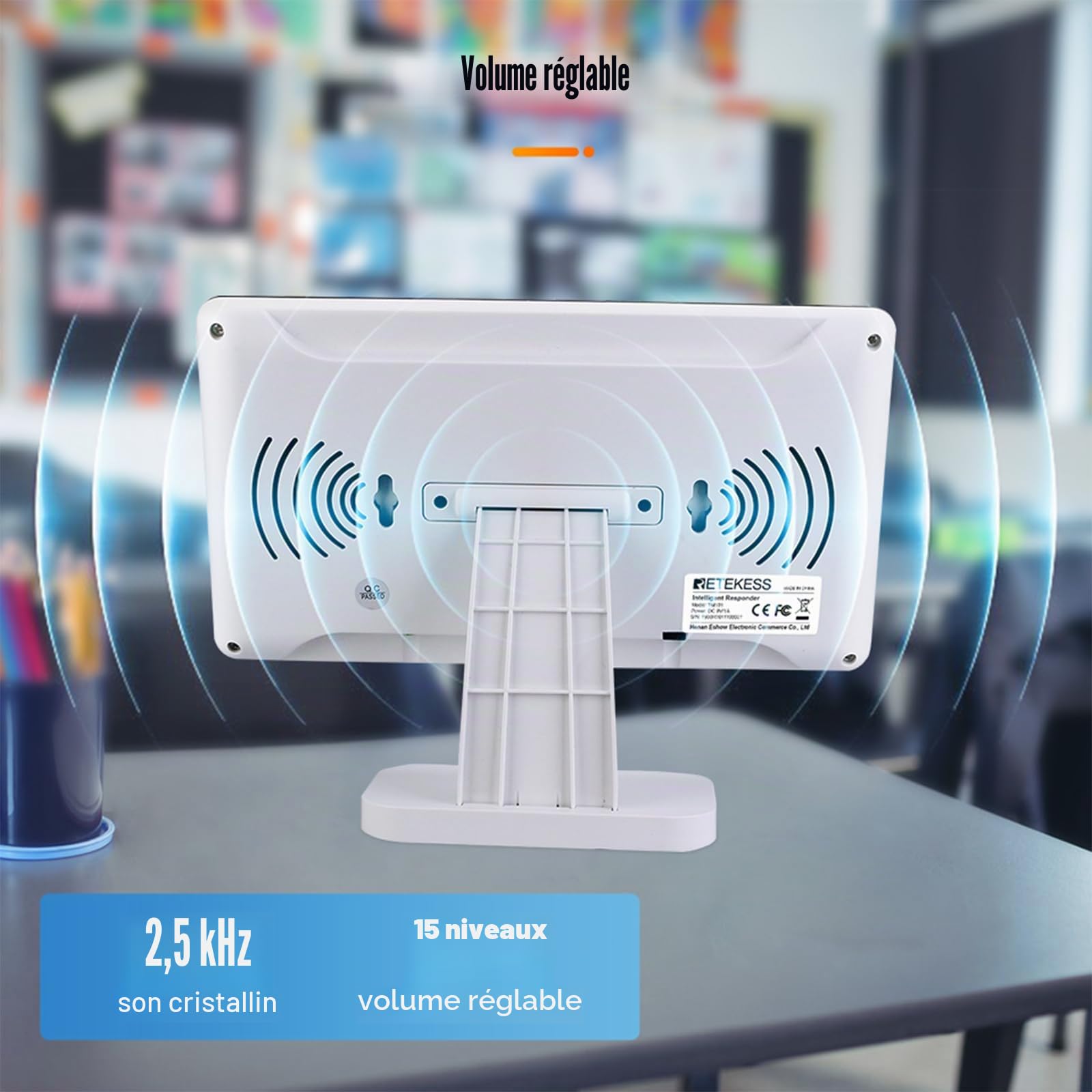Retekess TM101 Buzzer System, Buzzer avec Son et Lumière, Jusqu'à 32 Buzzers de Réponse, Portée de 80m, Télécommande sans Fil pour Les Jeux d'équipe, l'école et la Maisonl