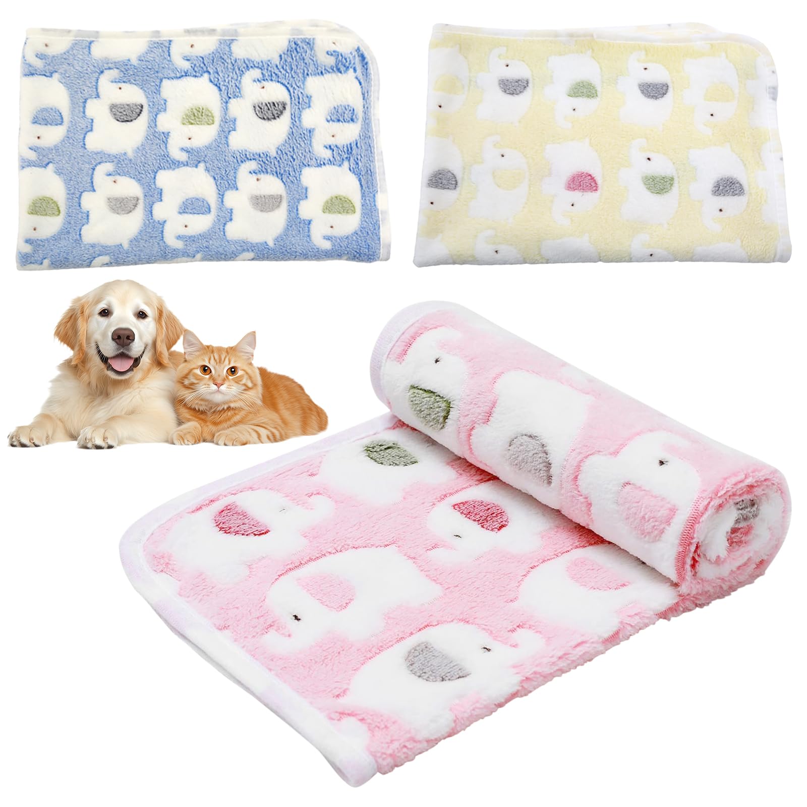 3 Pack Super Soft Pet Blankets - 60x40 cm Fluffy Fleece Throws for Cats & Small Dogs - Machine Washable, Warm & Cozy for Beds, Sofas, Car Seats, Crates & Travel - Furniture Protector & Comfort Blanket