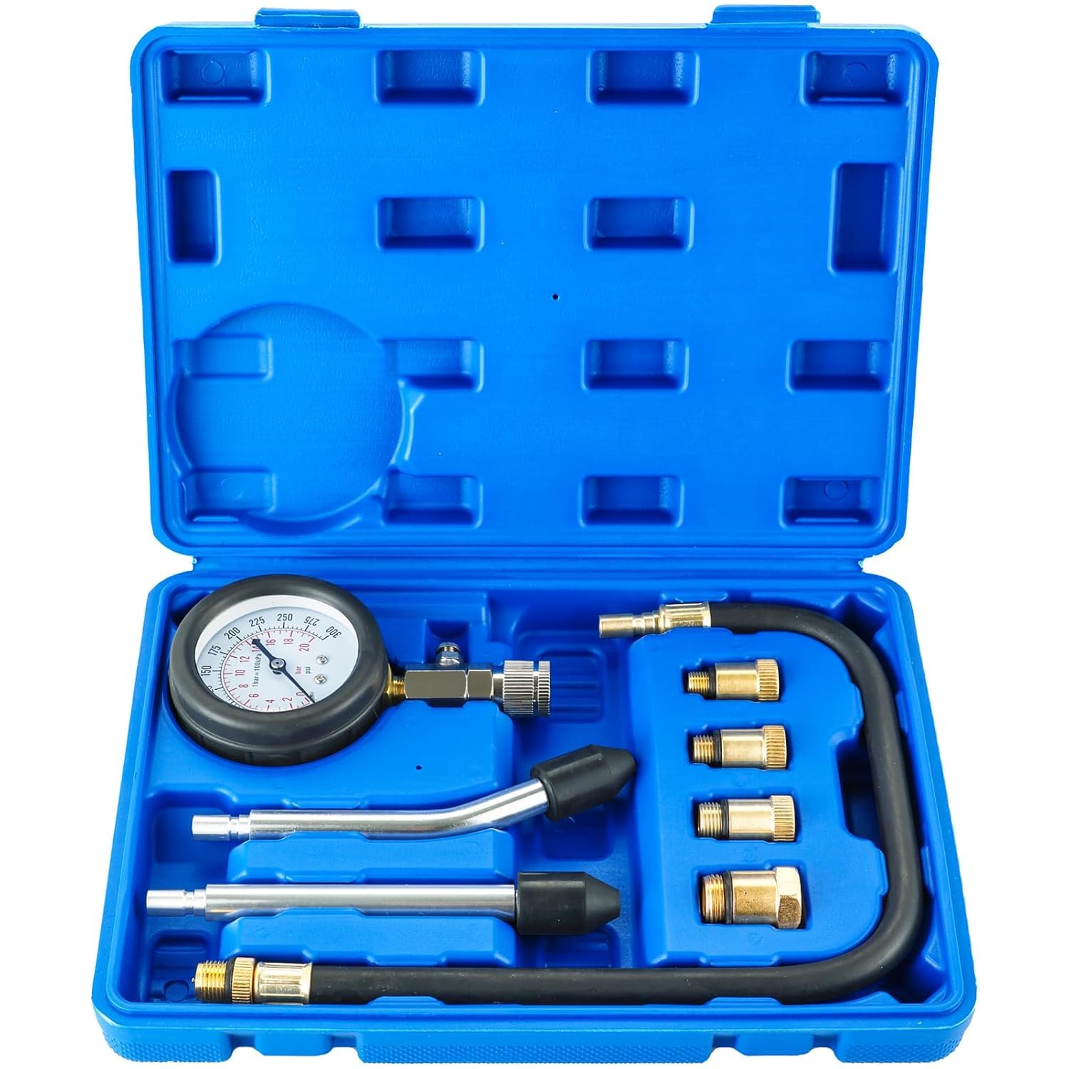 Kompressionstester Kompressionsmessgerät für Benzin und Diesel Motor öldruckprüfer Motorrad Kompression prüfen meßen Kfz M10 M12 M14 M18 0-20 bar & 0-300 psi