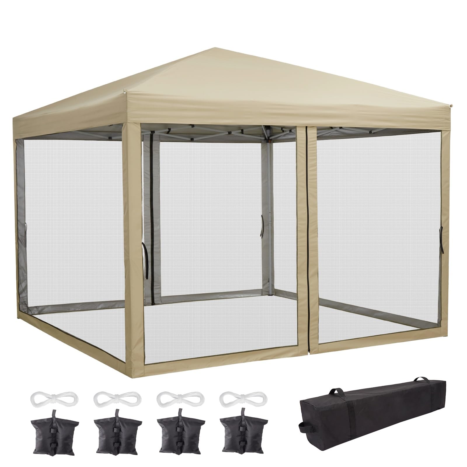 蚊帳付き タープテント 3×3m 比較的美品 Amazon | ガービー（Garvee） ワンタッチタープテント 3mx3m