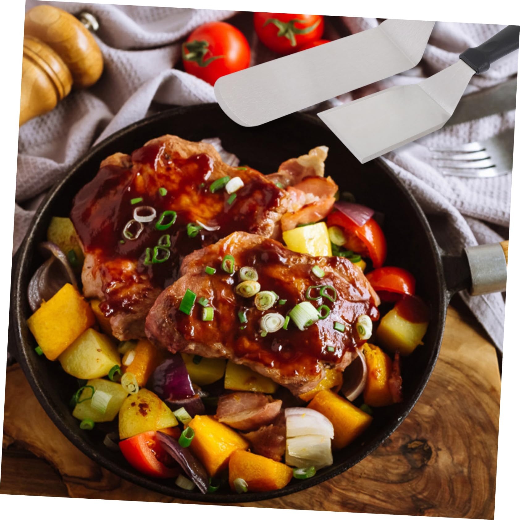 MUCKLILY Stainless Steel Spatula Tool Set 3-piece Set for Steak Pizza Pancake Cooking Kitchen Utensils