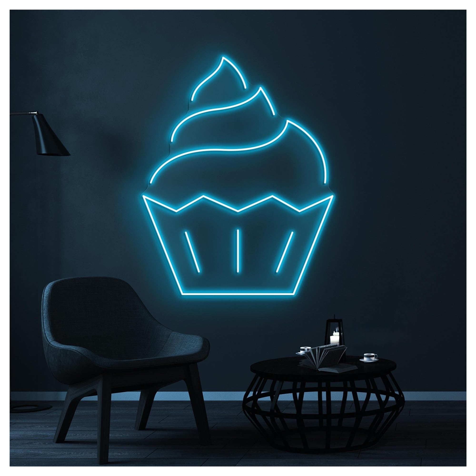 RONGCH Hanging Art Signs Cupcake Neon Sign Sweet Treat Wall Art Bakery Kitchen Decor Cake Lover Gameroom Bedroom Bar Livingroom Birthday Party Decoration 40cm
