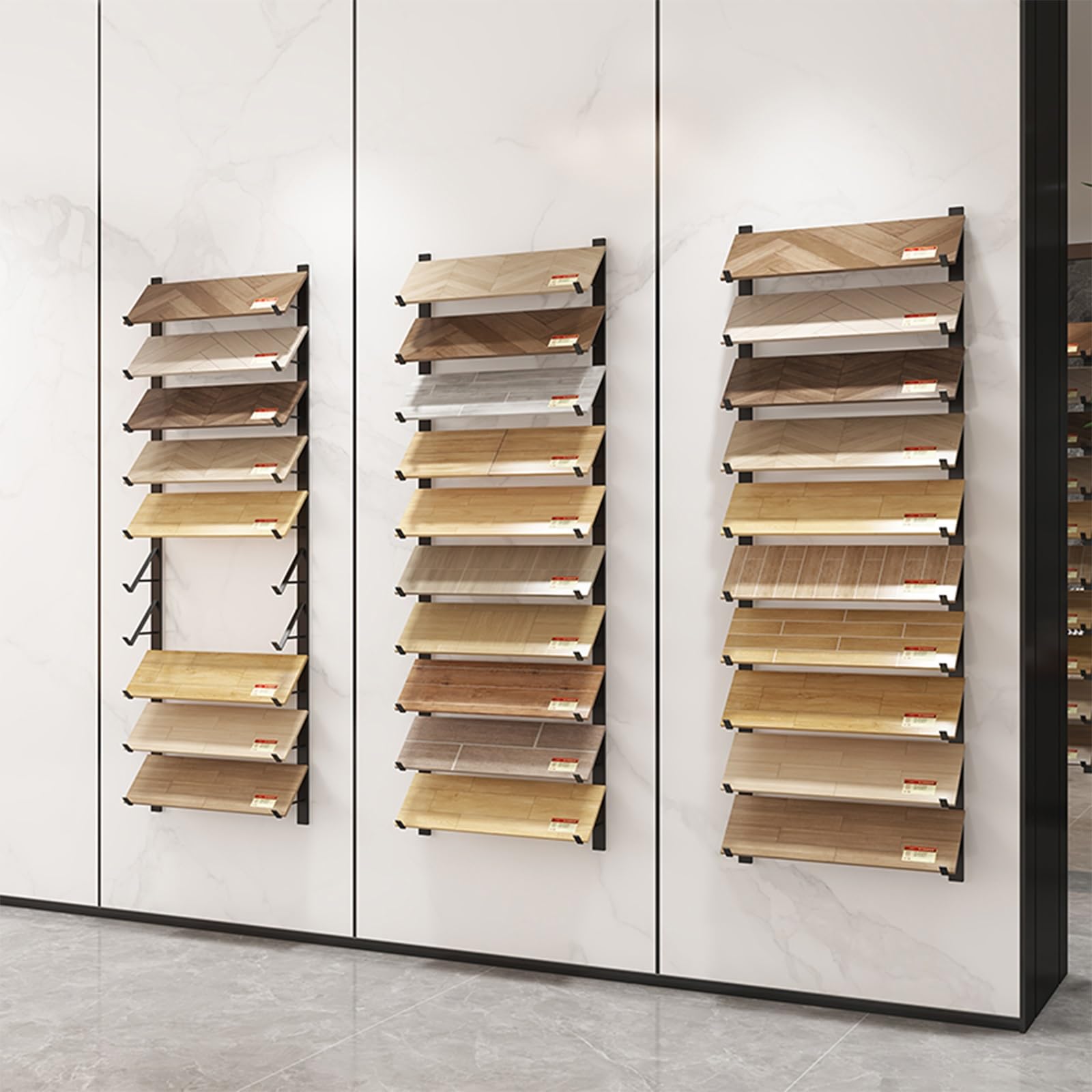 MESCXTY Sample Wall-Mounted Tile Rack,10-Tier Building Material Display Shelf,Save Space,for Exhibition Halls, Retail Stores