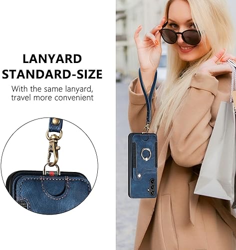 Miniatura 7 de LBYZCASE Funda para Galaxy A54 5G con ranuras para tarjetas bloqueo RFID, protección duradera contra arañazos a prueba de golpes de cuero soporte de