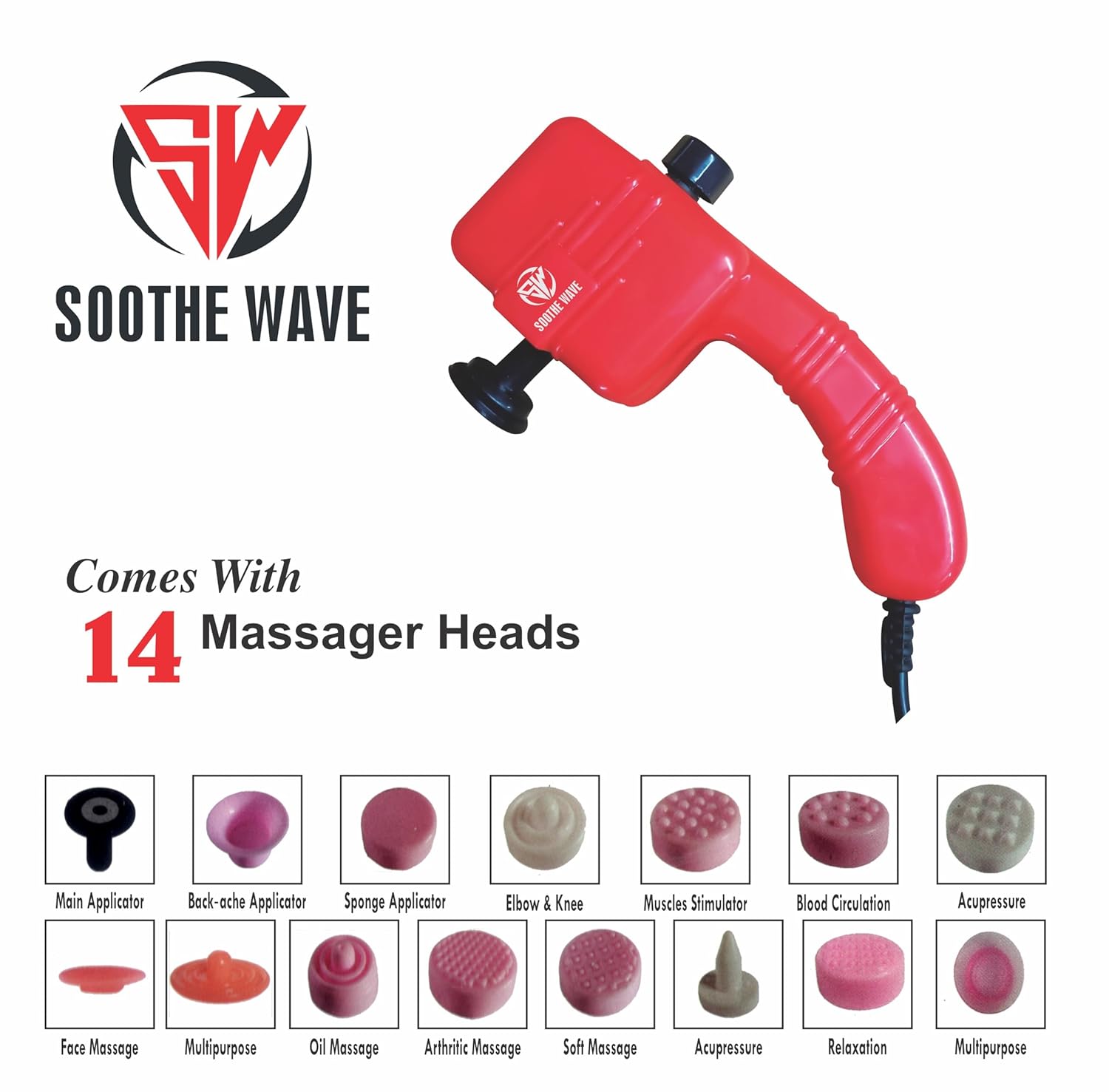 Soothe Wave Handheld Body and Face Massager - Full Body Relaxation Machine for Pain Relief, Muscle Relaxation and Facial Rejuvenation (Red) Soothe Wave Handheld Body and Face Massager - Full Body Relaxation Machine for Pain Relief, Muscle Relaxation and Facial Rejuvenation (Red)
