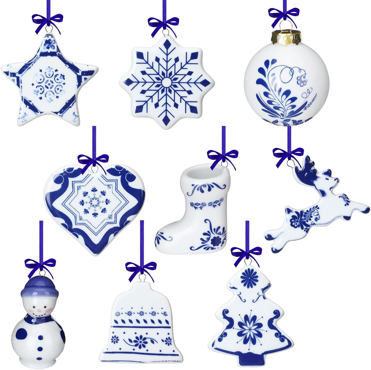 Chinoiserie Ornaments Porcelain Blue Ornament Christmas Hanging Pendant Decorative Hanging