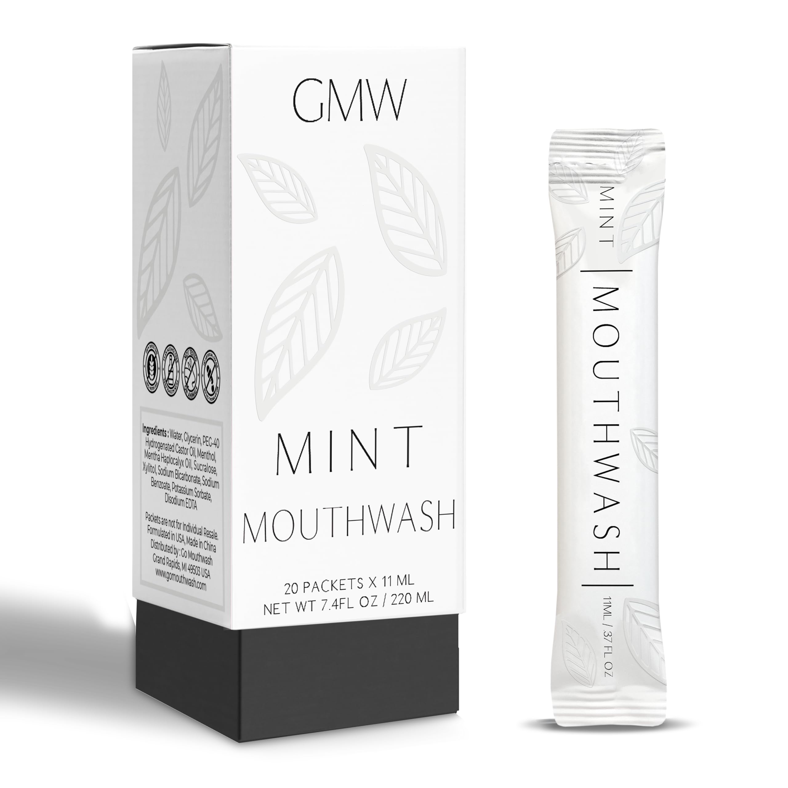 GMW Collection Travel Size Mouthwash Packets - Individual Mini Mouthwash Packets for Fresh Breath - Perfect Travel Size Toiletries for Guest Bathrooms