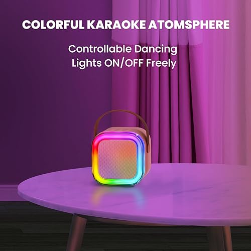 Miniatura 83 de Máquina de karaoke para niños y adultos, minialtavoz Bluetooth portátil con 2 micrófonos inalámbricos y luces de fiesta, para celular, regalo