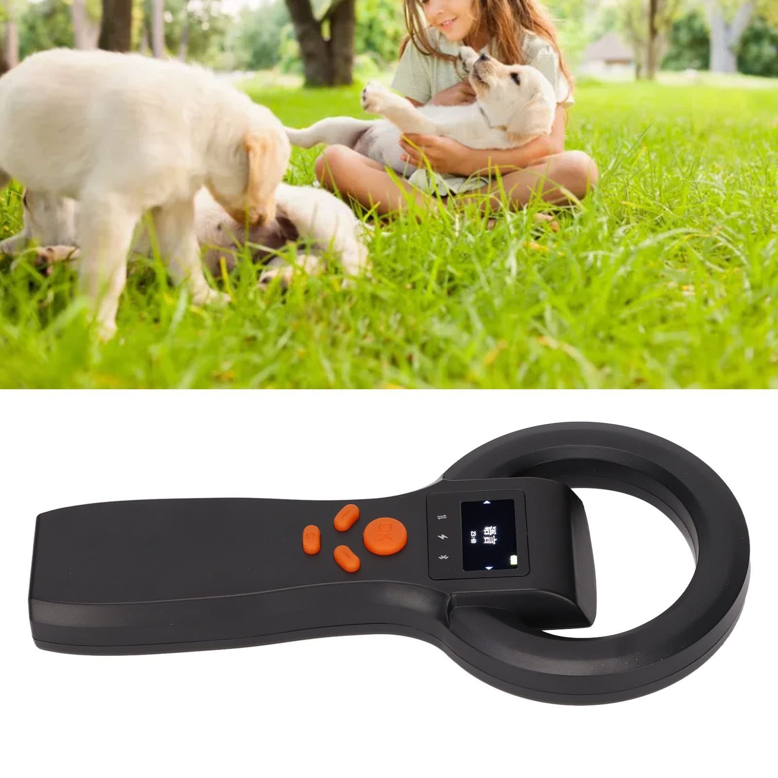 Wakects Tag Reader Wireless Pet ID Scanner, 134.2KHz (BLACK)