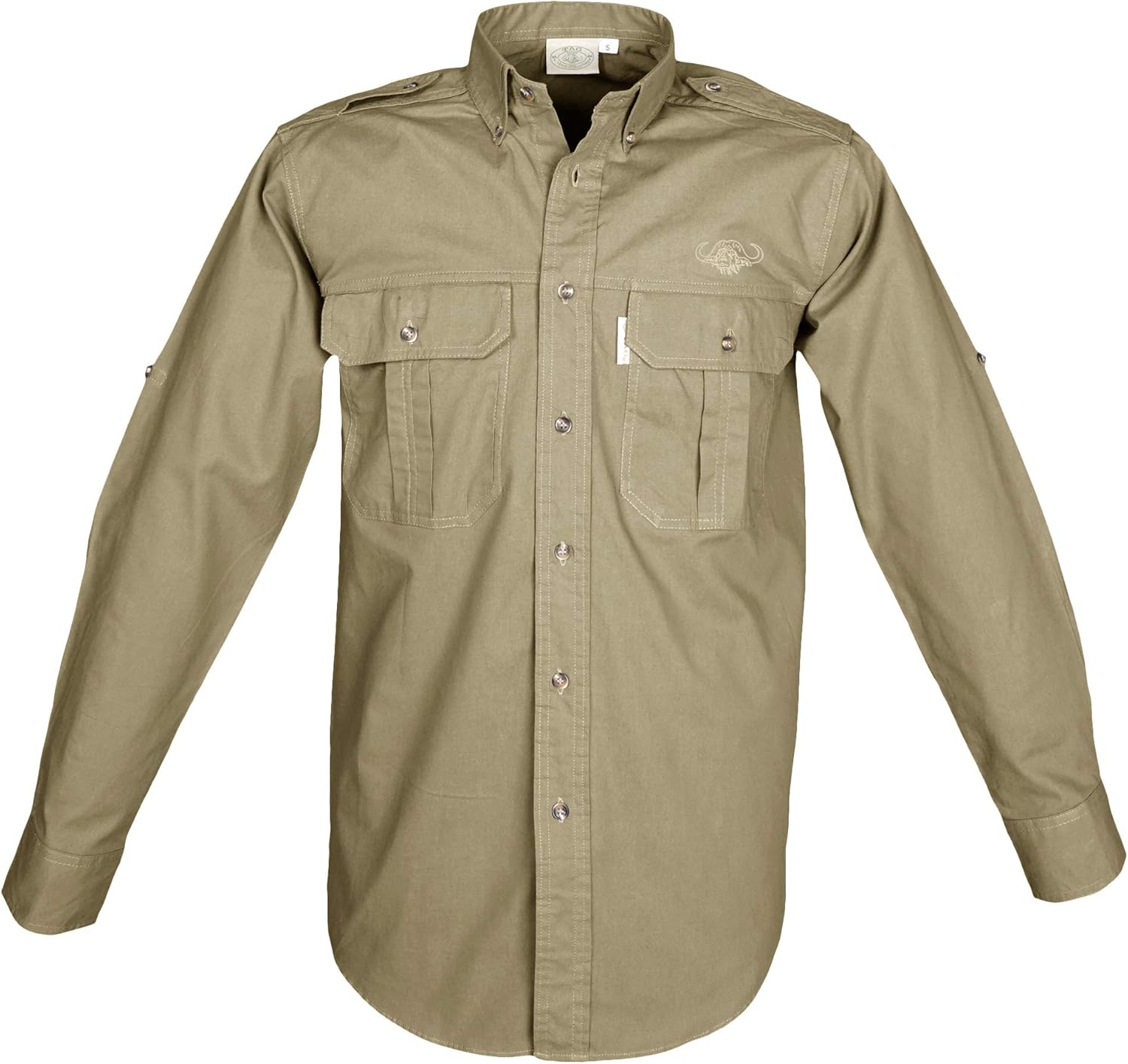 Tag Safari Trail Shirt for Men Long Sleeve, Buffalo Logo, 100% Cotton, for Outdoor Adventures