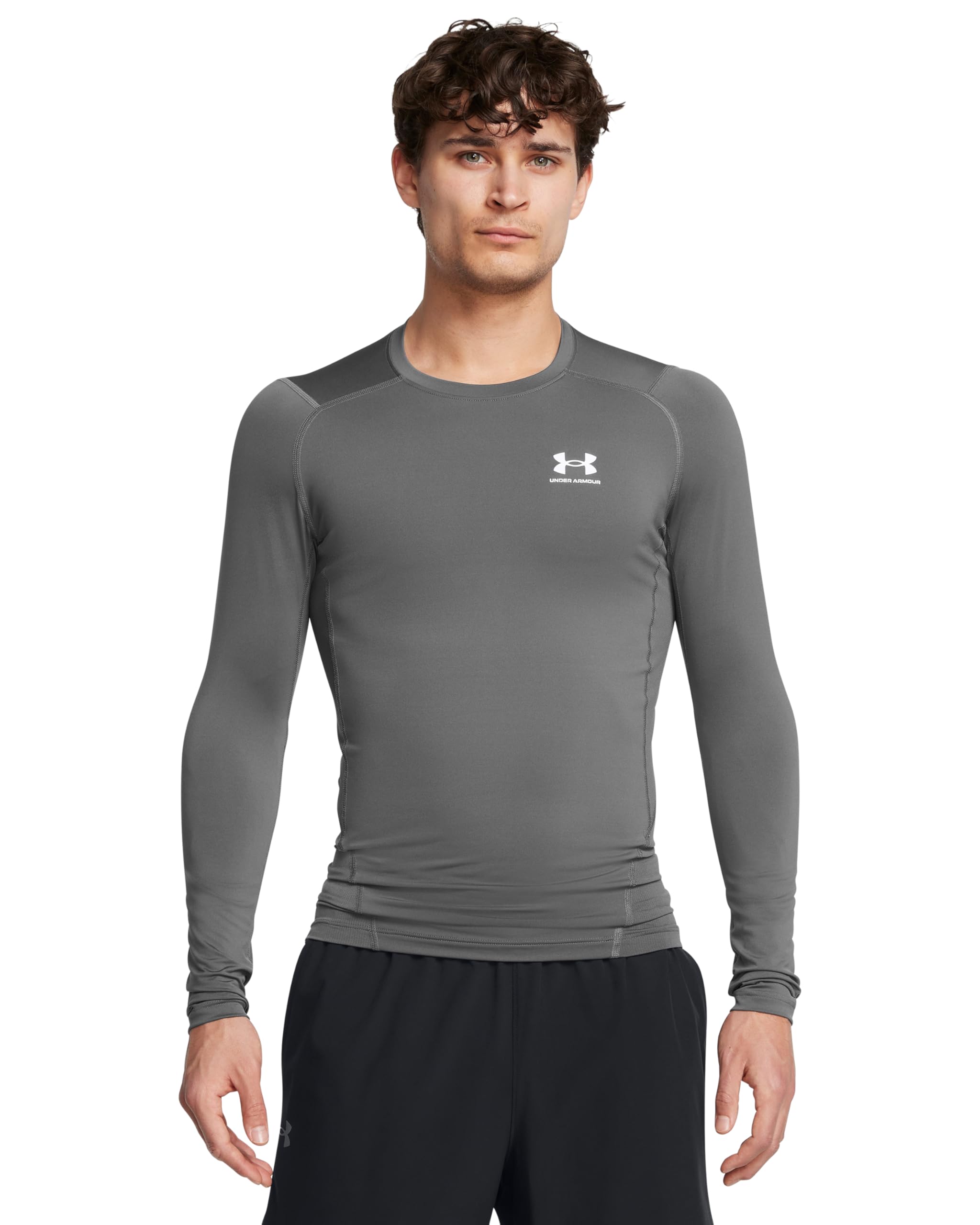 Under Armour HeatGear Męska kompresyjna koszulka z długim rękawem i okrągłym dekoltem