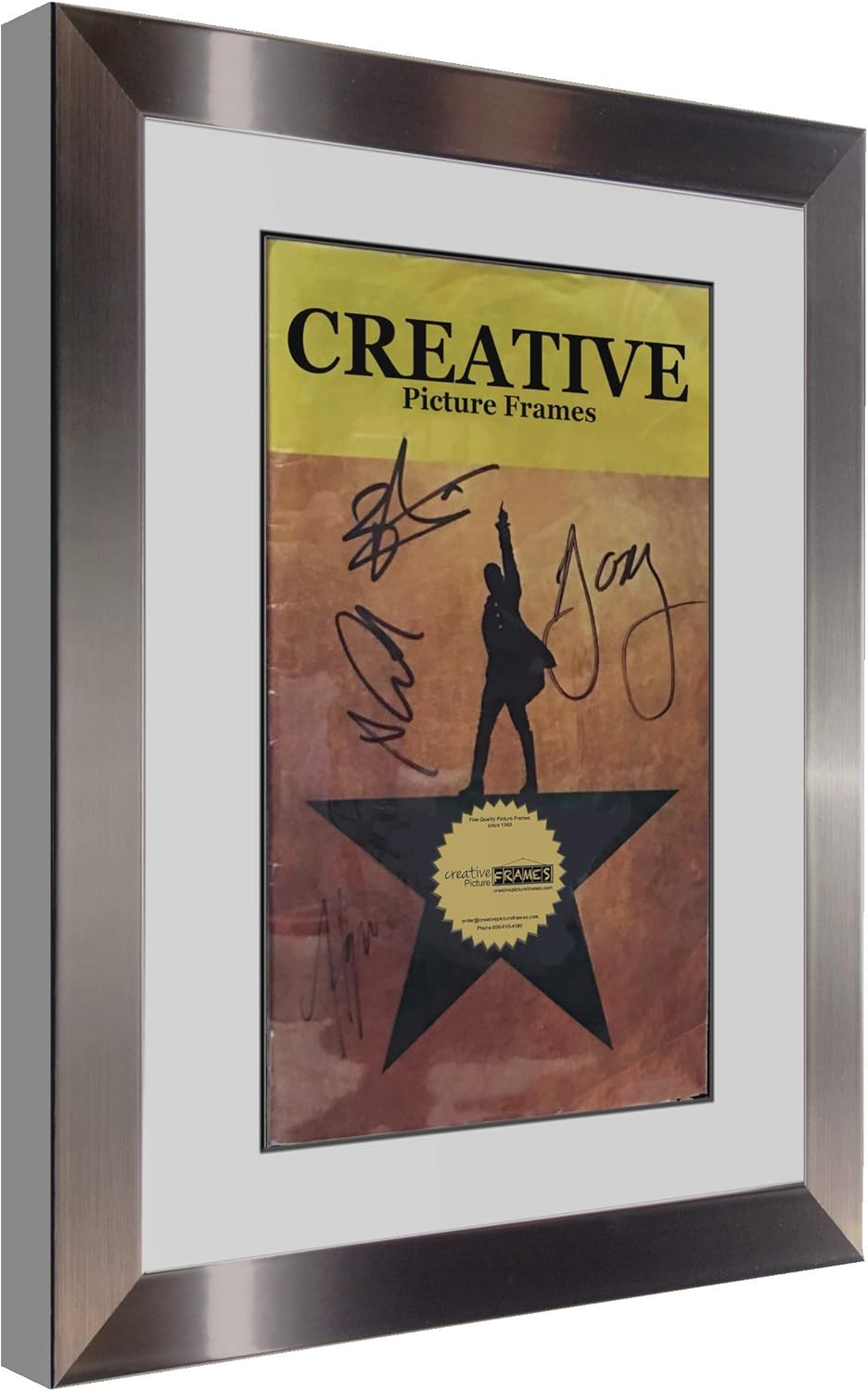 Creative Picture Frames [8.5x11ss-w Stainless Steel Theatre Frame with White Matting, Holds 5.5x8.5-inch Media with Installed Hanger and Stand (Theatre Bill Not Included)