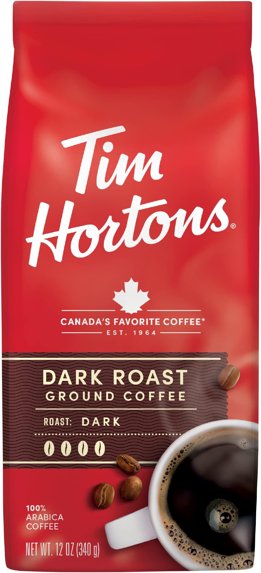 Tim Horton's 100% Arabica Dark Roast, Ground Coffee, 12 Ounce
