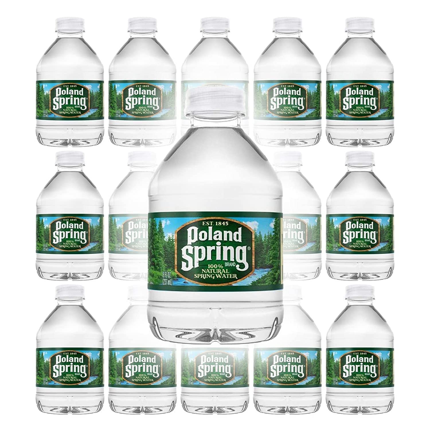 Poland Spring 100% Natural Premium Spring Water, 8oz Bottles (Pack of 15, Total of 120 Fl Oz)