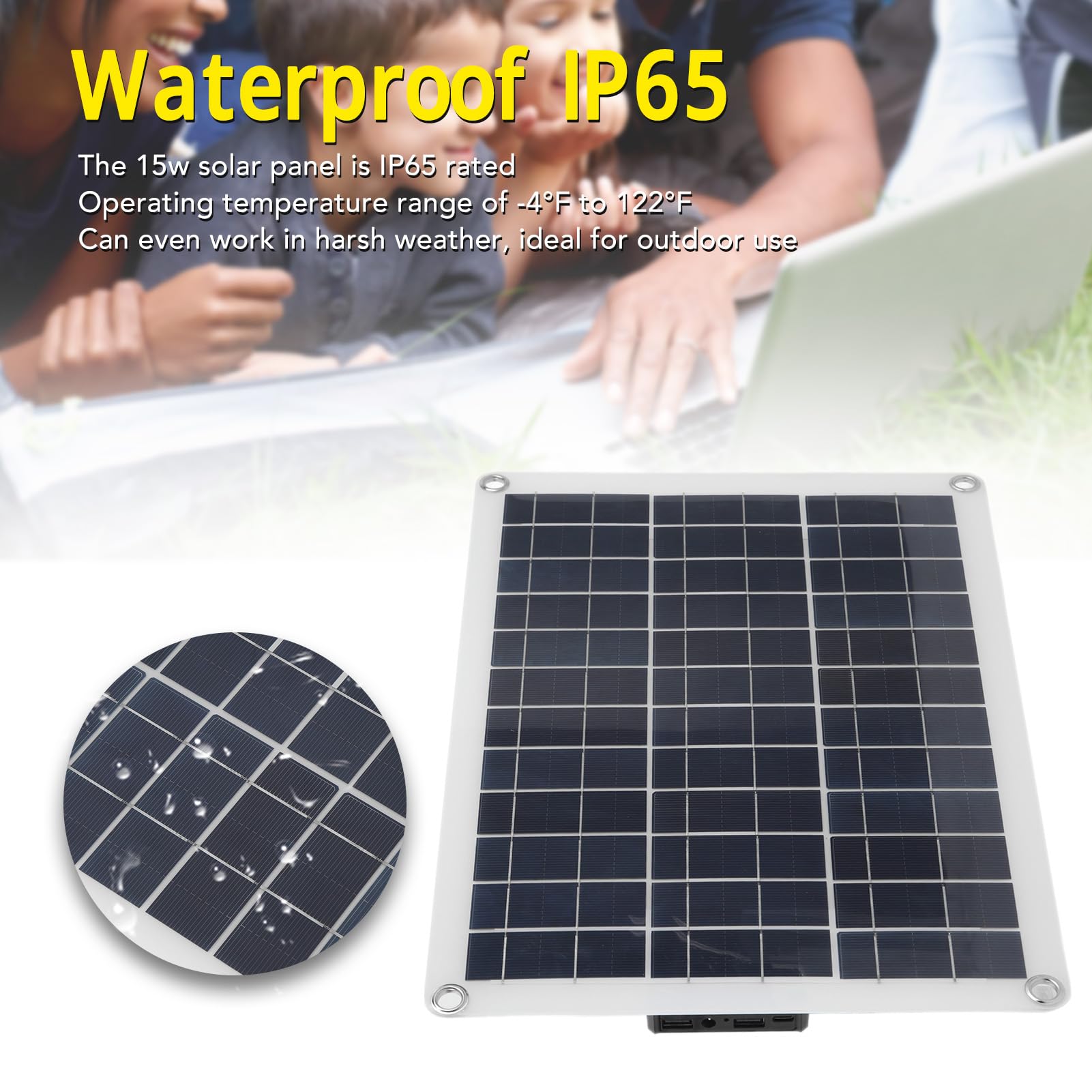 Panneau de charge solaire efficace en silicium monocristallin pour caméras de surveillance sonnette 15 W 12 V