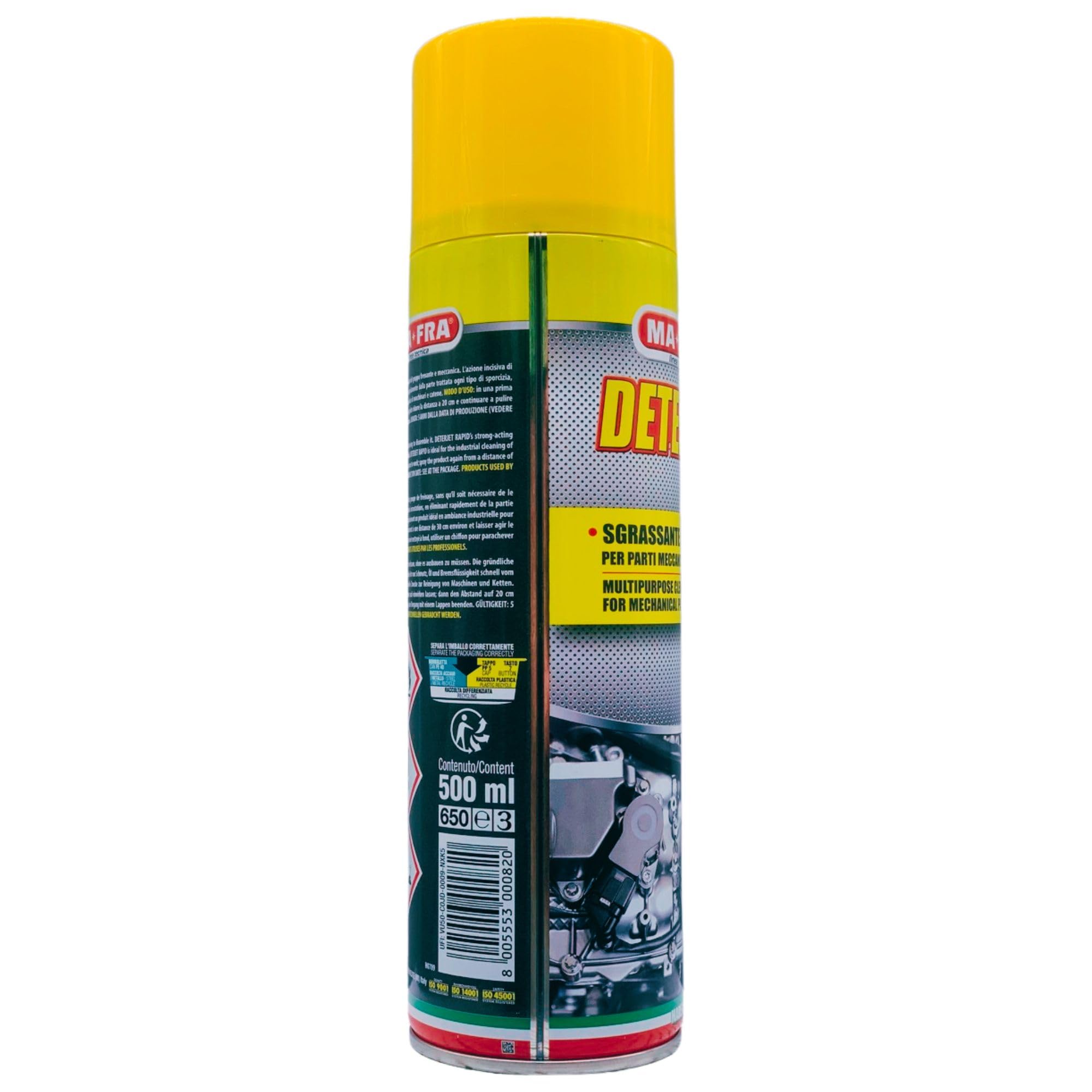 FEI FAN Sgrassante Multiuso DETERJET Rapid per Parti Meccaniche e Dischi Freno. Ideale Anche Nell'Uso Industriale per La Pulizia di Macchinari e Catene 500ml (6 Spray)