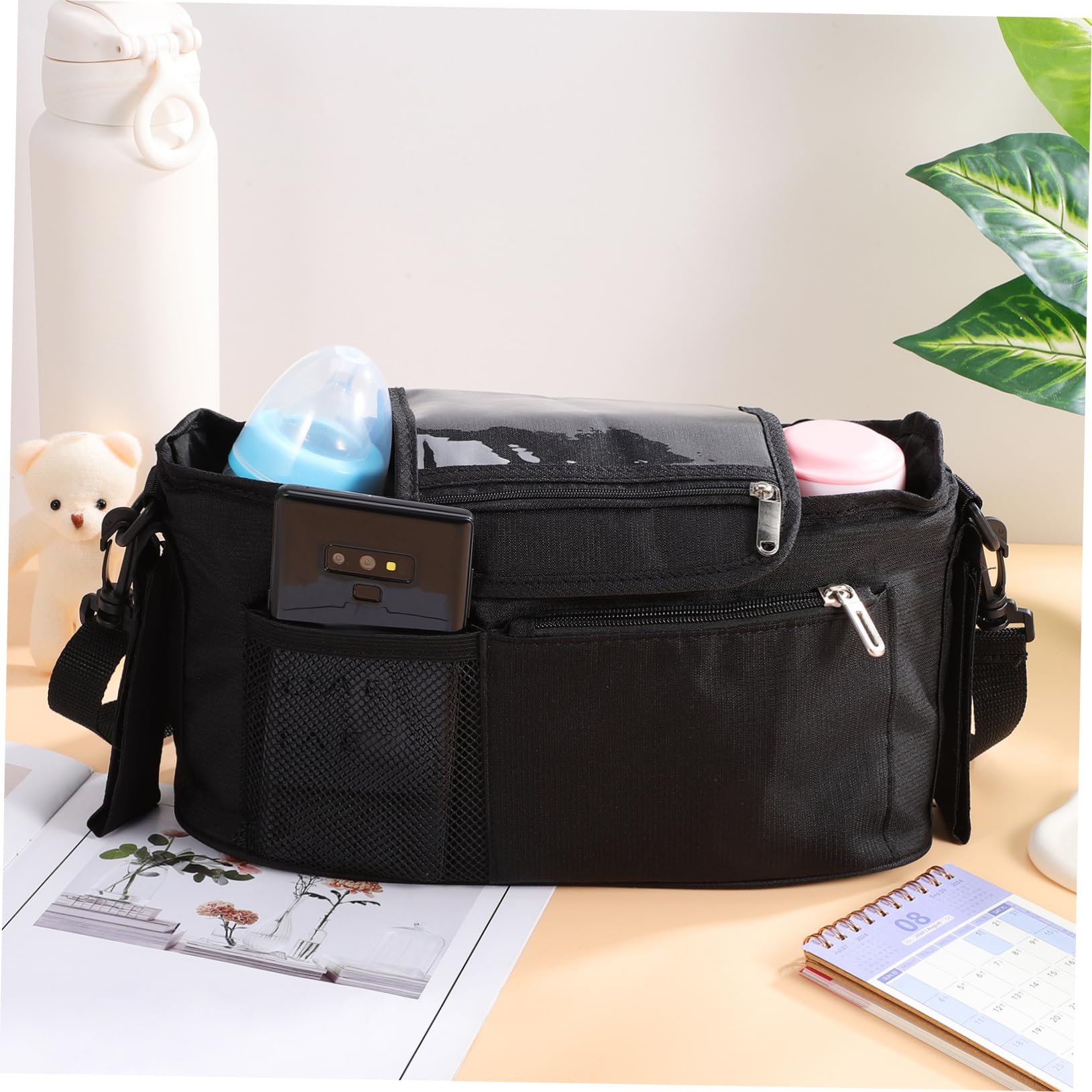 TOYANDONA Borsa Organizer per Passeggino Borsa Portaoggetti Tasche Multiple Accessorio per Passeggino Portabicchieri Soluzione di Archiviazione Pratica