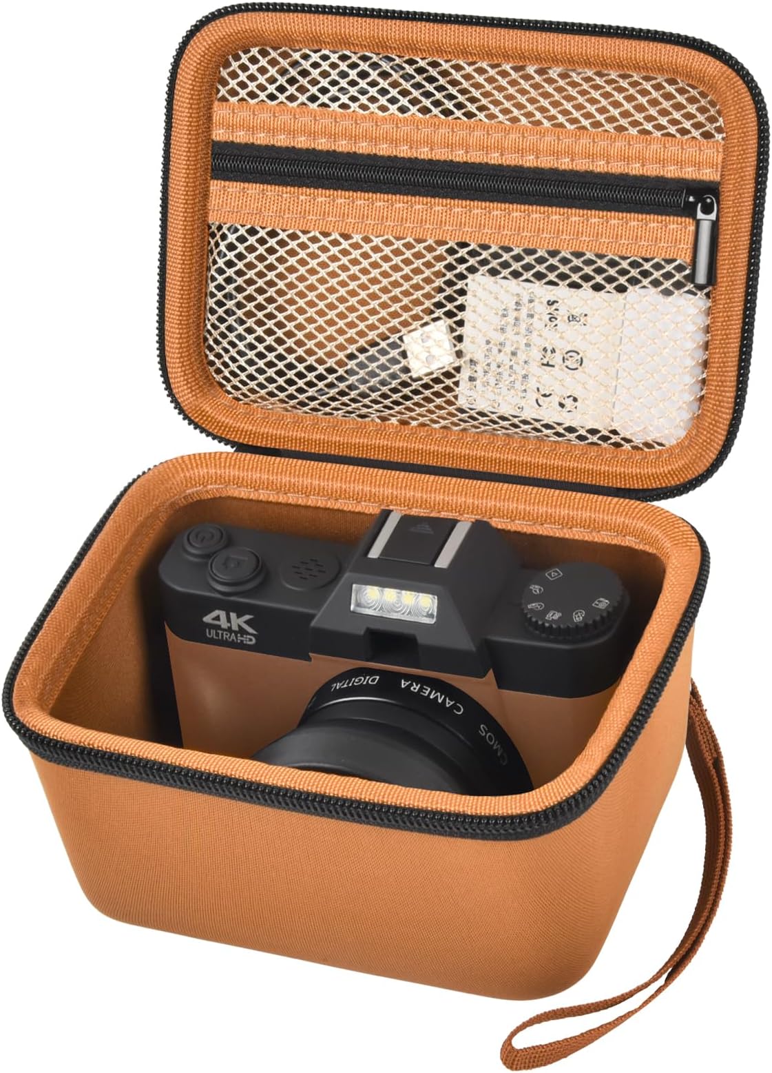 Vlogging Camera Case Compatible with for Duluvulu/for VJIANGER/for JGIPL/for TEBNGIHNM 4K Digital Cameras for Youtube. Vlog Camera Carrying Storage for Lens, Cable and Other Accessories - Brown