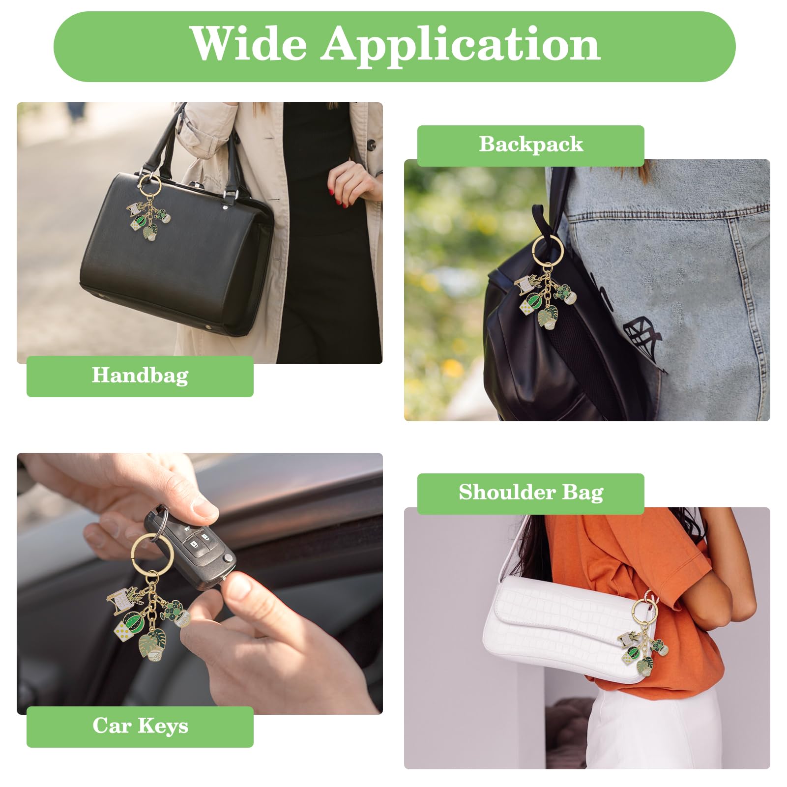 Oubaka Schlüsselanhänger für Pflanzenliebhaber, Geschenk für Damen und Herren, Sukkulenten-Schlüsselanhänger, Pflanzengeschenk, niedlich, modisch, Kaktusform, Rucksack, Schlüsselanhänger für