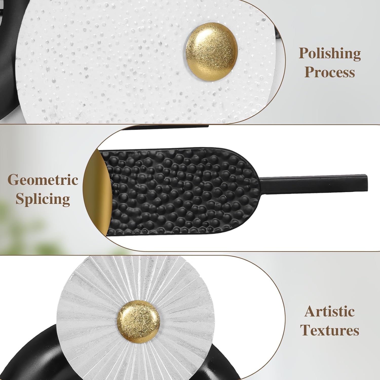 Lucky Large Modern Abstract Metal Wall Art Decor 59.1" x 21.3" Modern Geometric Abstract Wall Sculptures Circle Hanging Wall Decor for Indoor Outdoor Living Room Dinning Room Bedroom Entryway