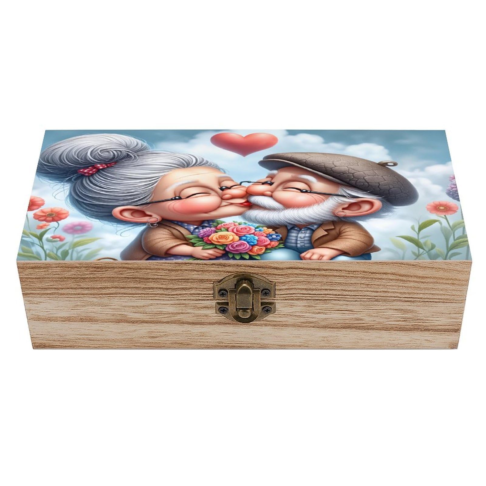 asbwuo Elderly Couples in Love Vintage Wooden Keepsake Box