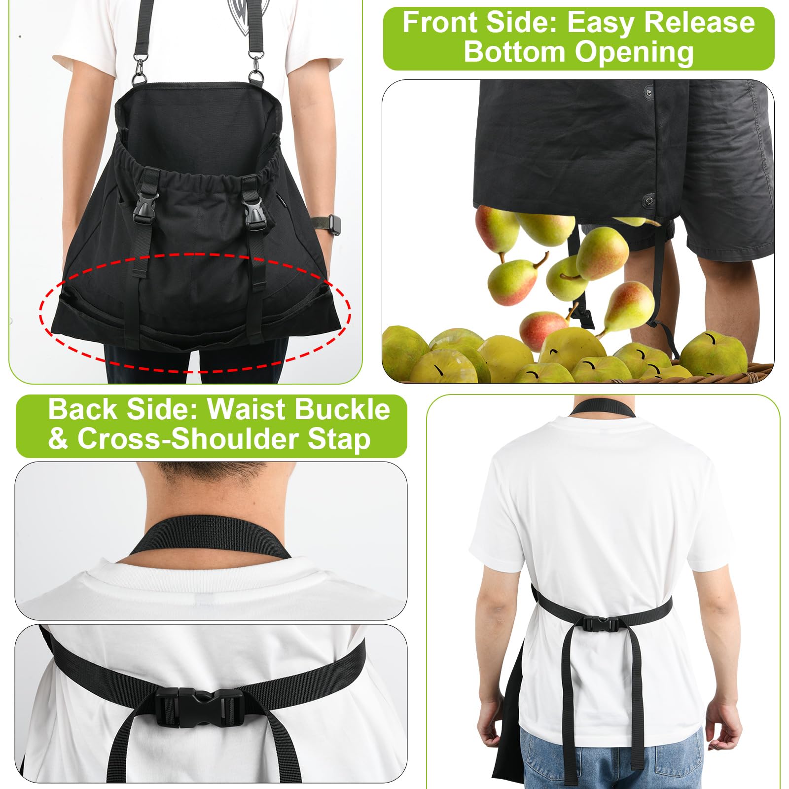 Cosmos Tablier de récolte de jardin, ceinture de taille, tablier de récolte de jardin pour jardinier, récolter des mauvaises herbes, légumes, fruits, tablier de jardin en toile avec pochette à