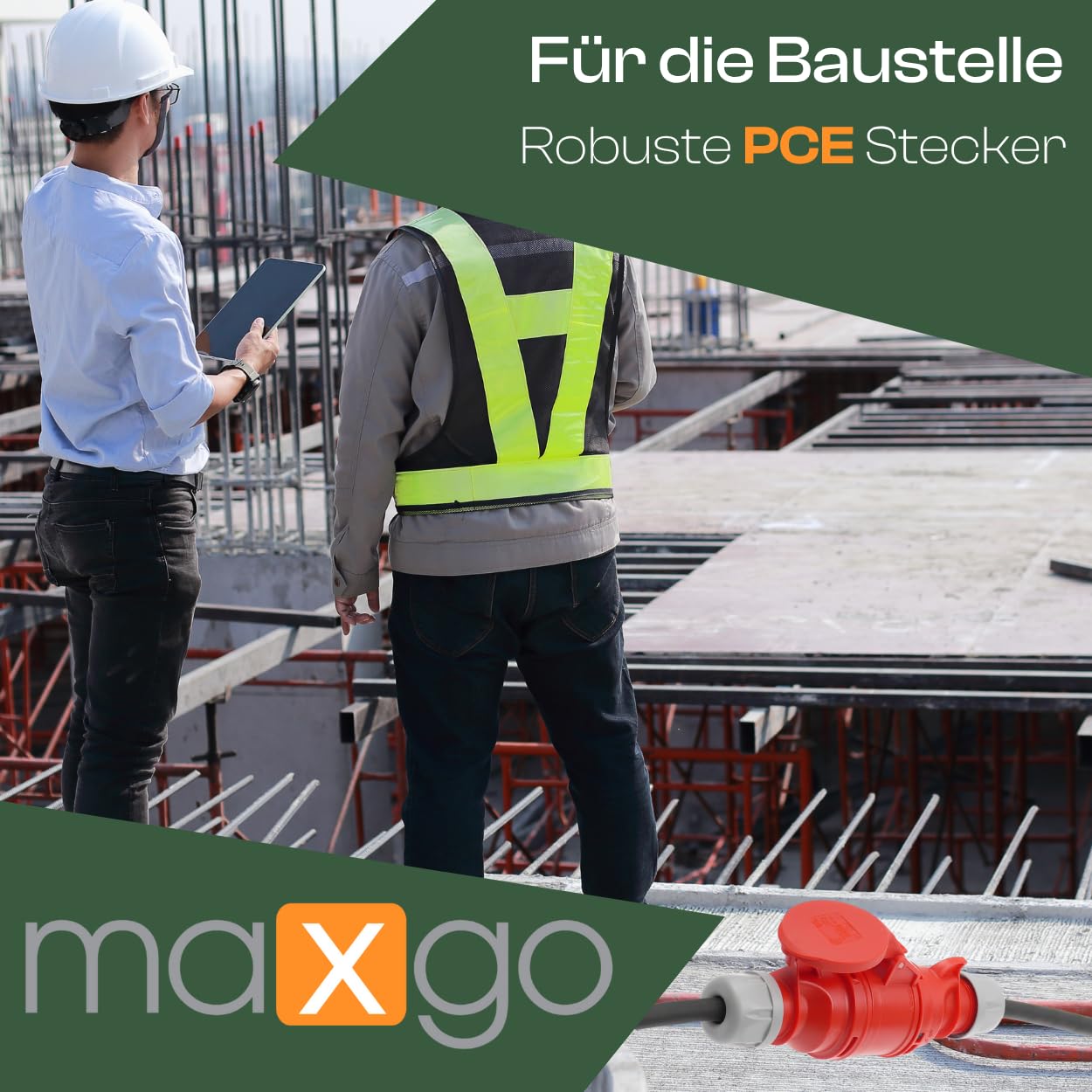 Starkstromkabel 32A 30m H07RN-F 5x6 Starkstrom Verlängerungskabel CEE Verlängerung 32 Ampere Kabel 5x6mm2 Baustelle Werkstatt Industrie Geeignet Outdoor IP44 Spritzwassergeschütz