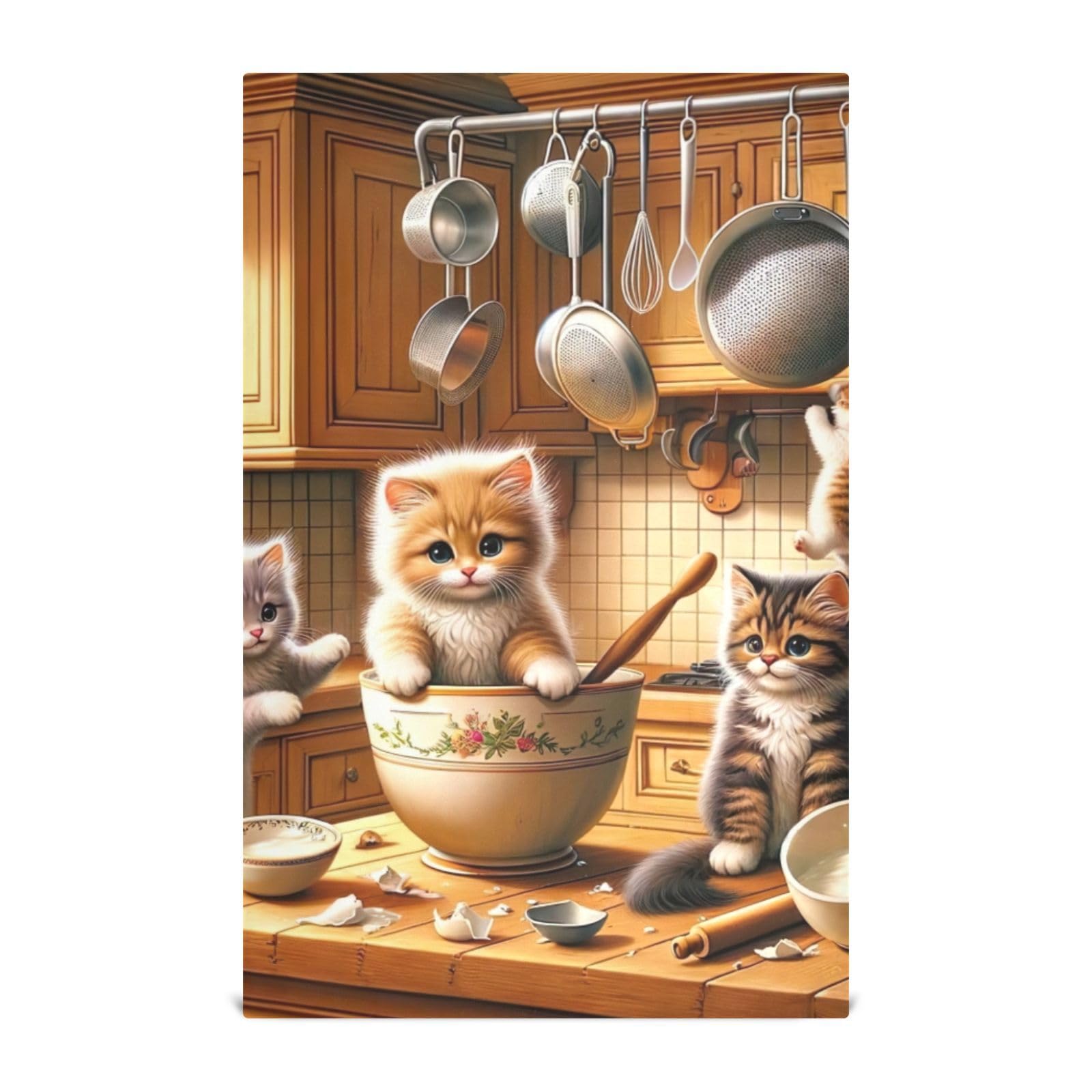 ODAWA Kitten Cats Kitchen Towles Reusable Kitchen Towels Dish Cloth for Household Cleaning (18
